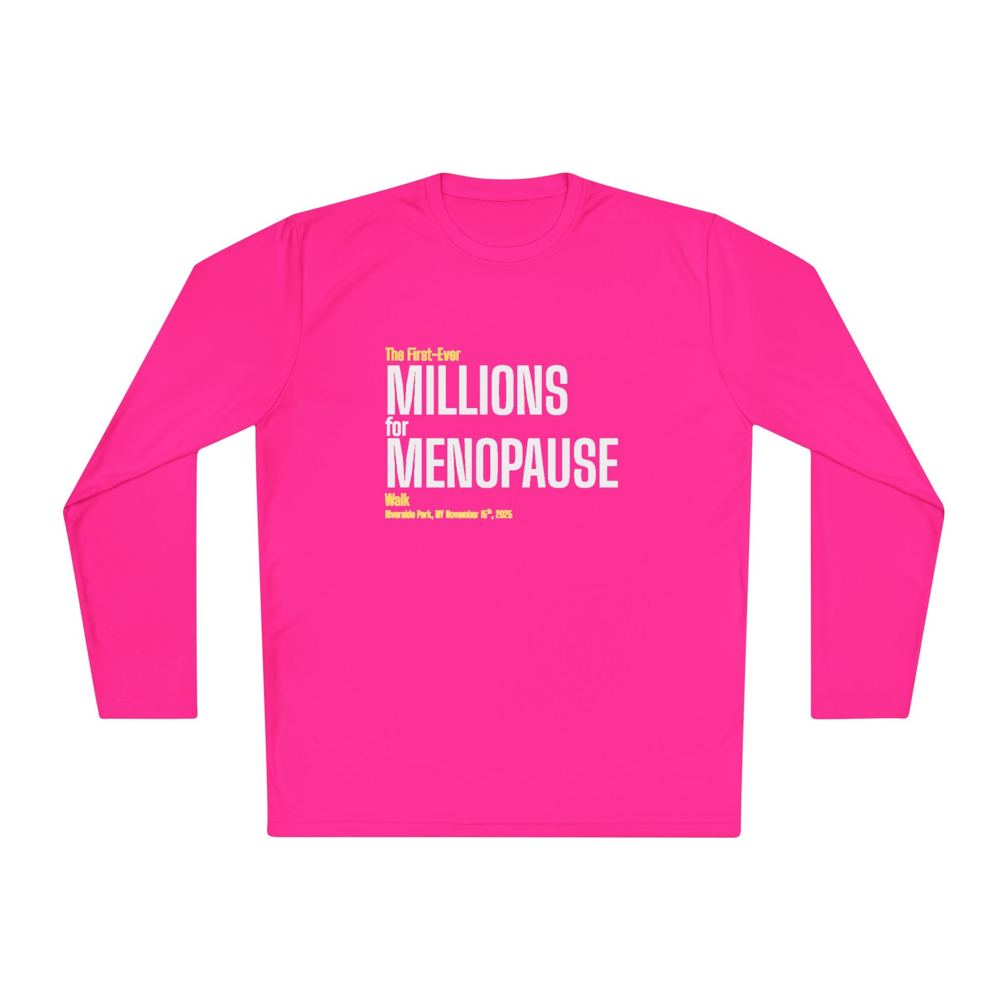 Menopause Awareness Long Sleeve Tee — "Millions in Menopause" Pink Shirt